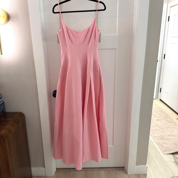 STAUD Dresses & Skirts - Staud Joy Gown Pink Pleated A-Line Maxi Dress Scoop Neck Sz 2 Event Gown Barbie